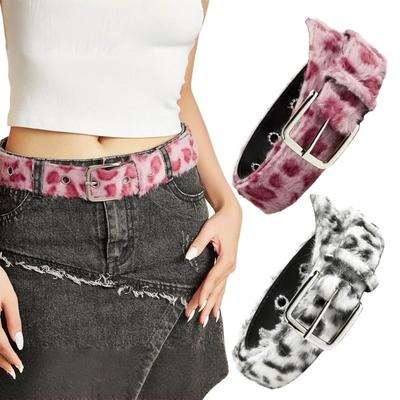 Harajuku Leopard Print Belt Adjustable Jeans Waistband All-match Retro Y2k Belt  Fluffy Waist Belt