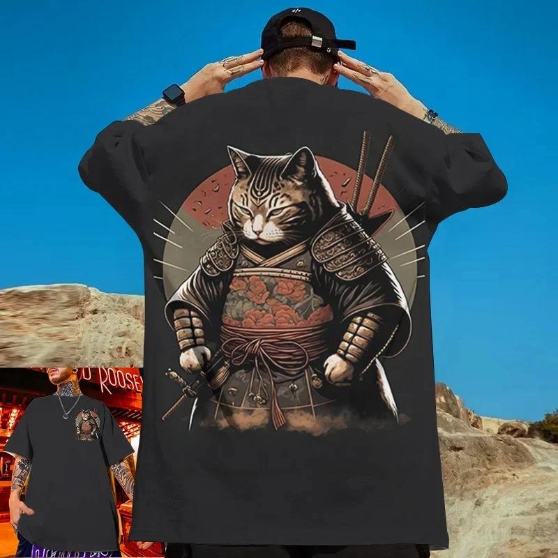 T-shirt con Stampa Grafica Maschera Demone Samurai Manga Classico Giapponese Uomo Donna Estate Nuova Maglietta Casual Streetwear Harajuku Top Largo Oversize Manica Corta