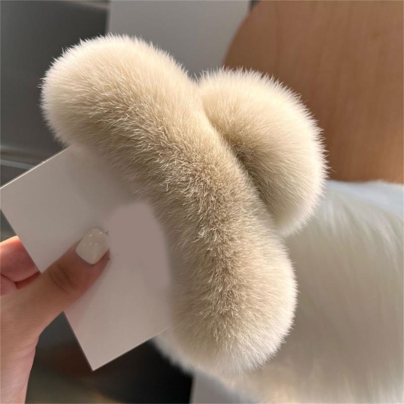 2Pcs Large Size Faux Furs Hair Clip For Long Hair Strong Hold Korean Style Fashion Accessory Multiple Colors Available