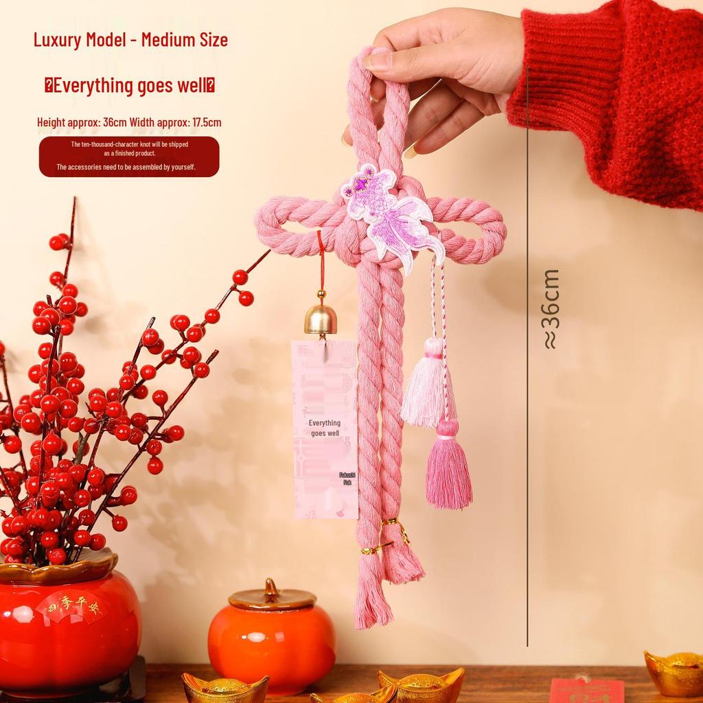 2026 Year of the Horse Spring Festival Chinese Knot Door Hanger - Wanzi Knot Ornament for Festive Atmosphere
