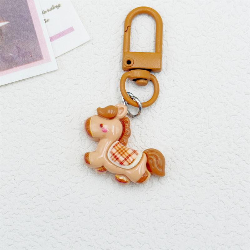 

2026 Year Of The Horse Keychain Cute Cartoon Mascot Pony Resin Keyring Backpack Pendant Decoration New Year Party Gift B