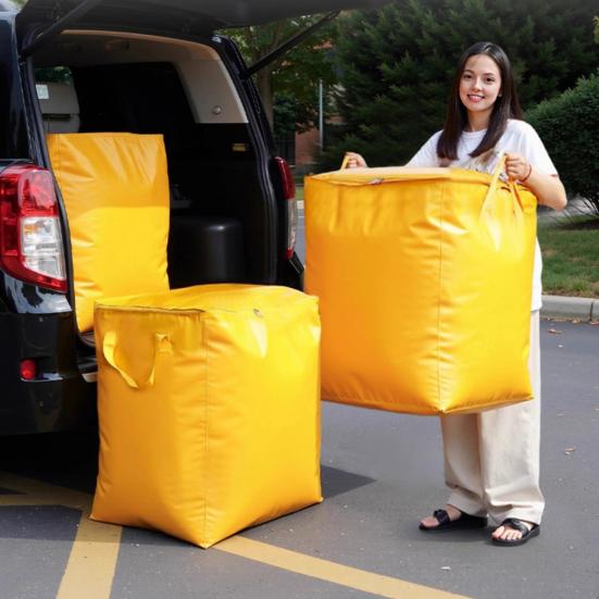 Сумка для хранения одежды и одеял с усиленной застежкой, водонепроницаемый контейнер на молнии большой вместимости для одеял и пуховых одеял S жёлтый