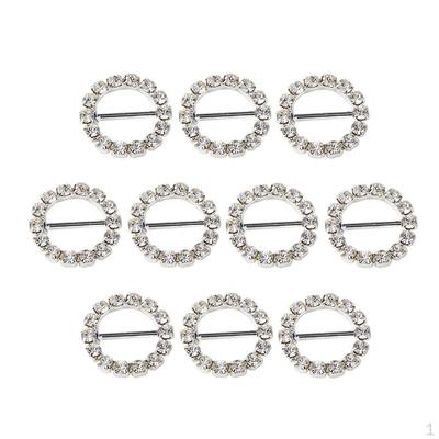 10 Stück 16 mm runde Form Legierung Strass Kristall Schnalle Band Schieber für Hochzeitsfeier Einladung