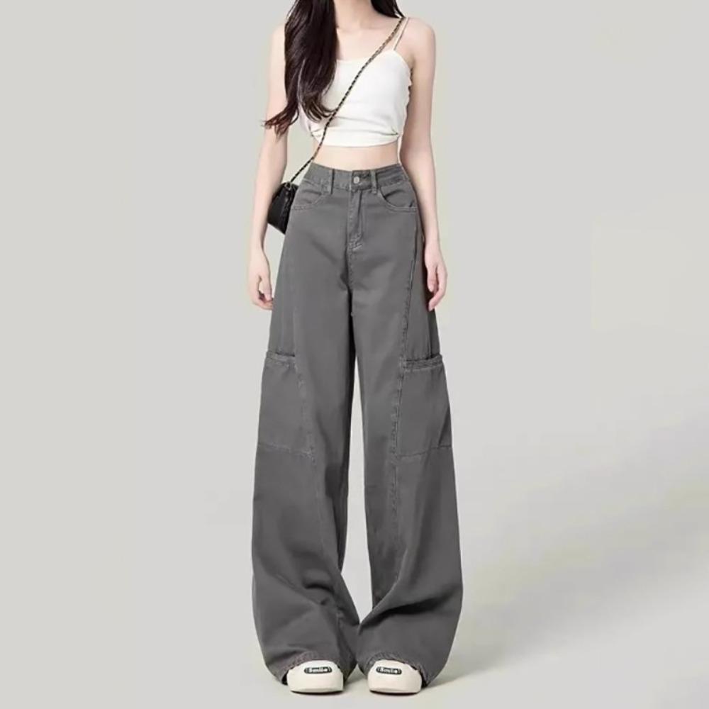 Versatile Fashion Design Sense Loose Mopping Jeans Women's Spring and Autumn New Thin Wide-leg Jeans Tide