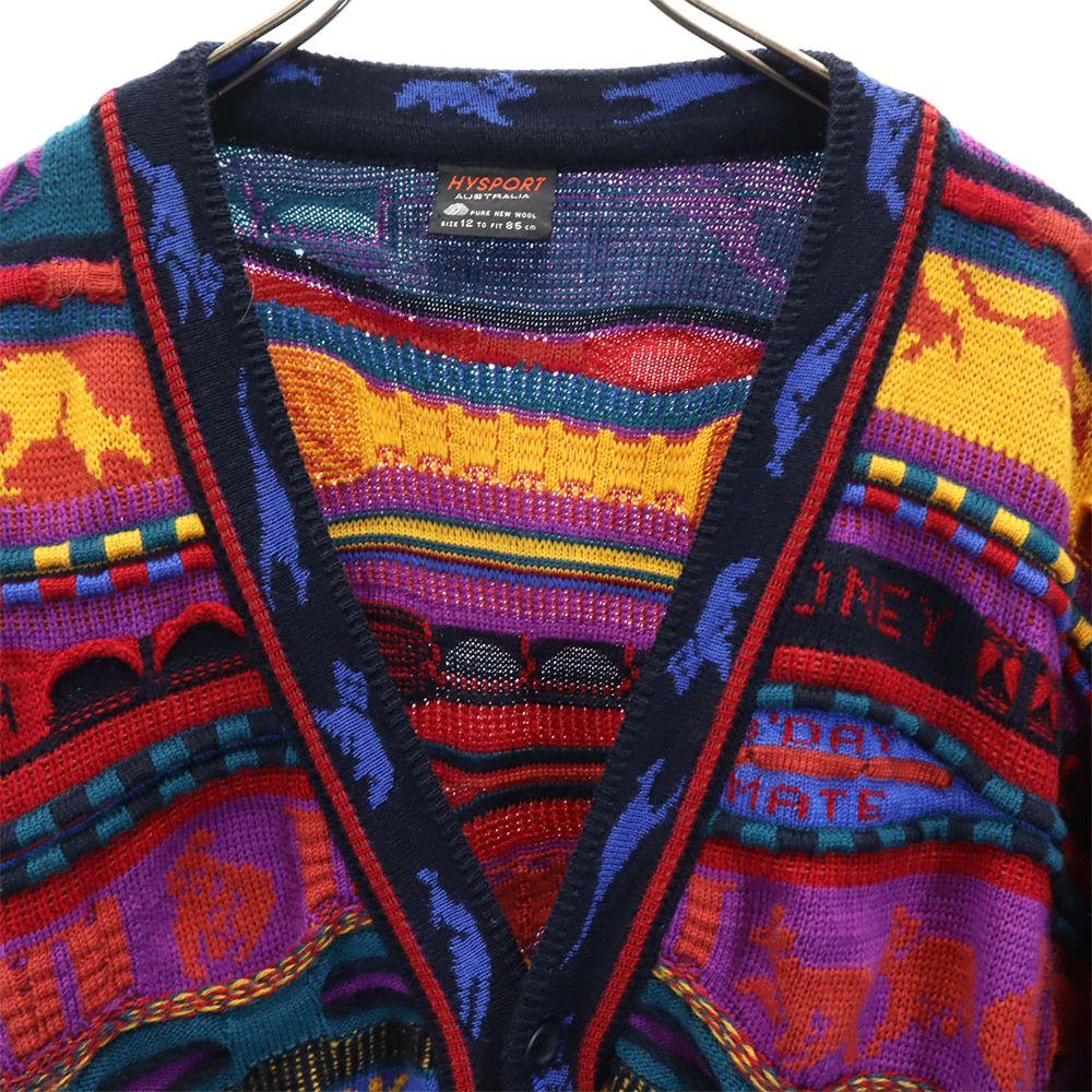 HYSPORT 90s Wool Old 3D Knit Overall Handle Long Sleeve Knit Cardigan 12 Men's Used
