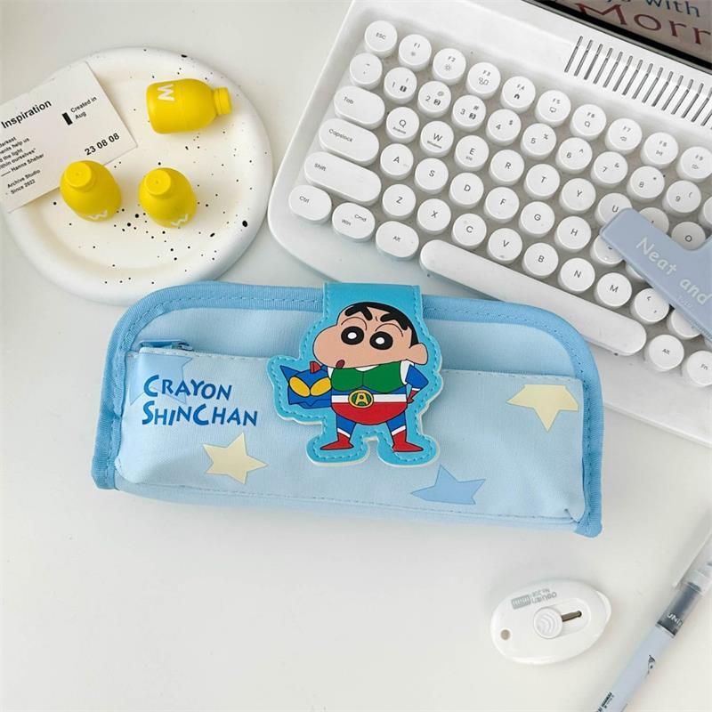 Lovely Anime Bag Cute Crayon Shin-Chan Pencil Case Storage Bags Student Large Capacity Stationery Bags Boys Girls Birthday Gifts