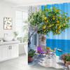 Mediterranean Lemon Tree Shower Curtain Ocean View Waterproof Bathroom Decor Coastal Style Home Textile Artistic Nature Design