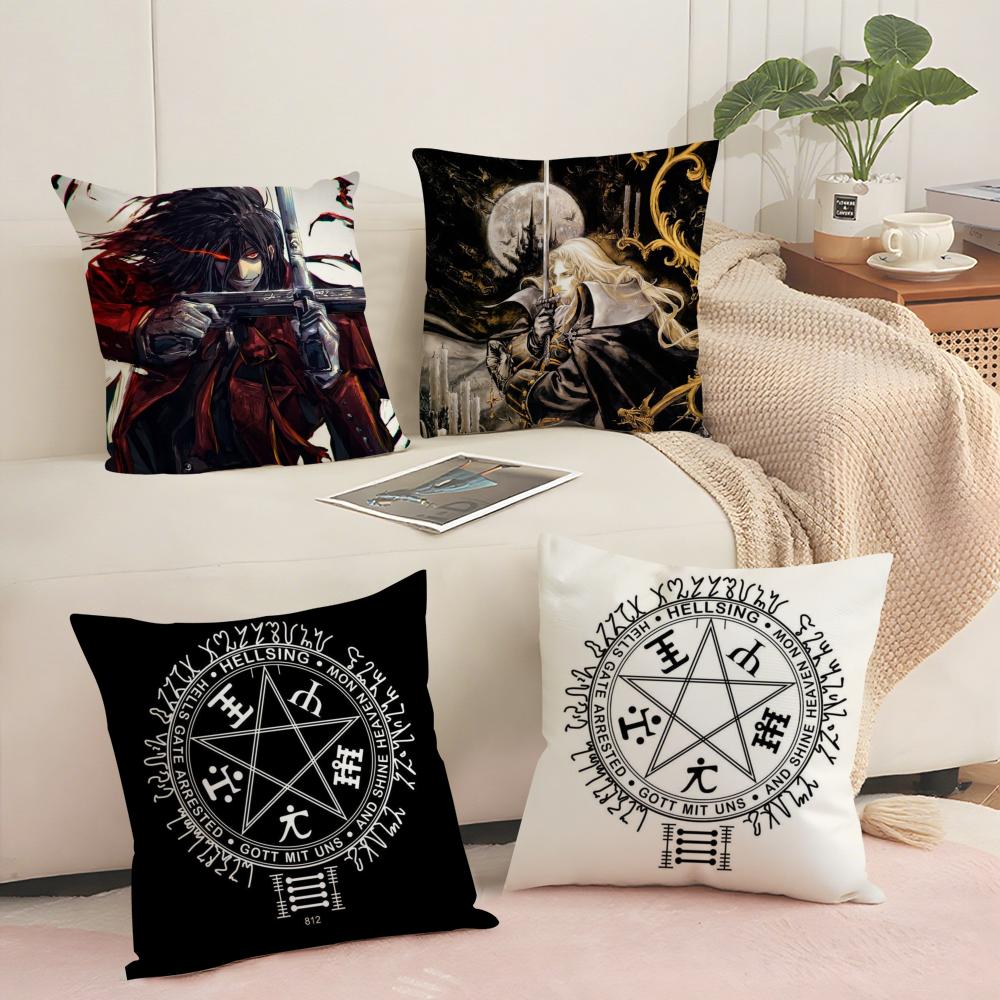 Anime C-Castlevania Cushion Cover Soft Short Plush Pillow Cover Smooth Cozy Texture Aesthetic Cushion Case Home Decor