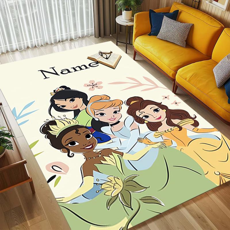 Personalized Name Princess Garden Living Room Non-Slip Area Rug Soft Carpet for Bedroom Kids Playroom Sofa,Office Home Decor Doormat