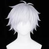 Gojo Cosplay Paruka Pánská Krátká Stříbrno Fialová Syntetická Paruka Nadýchané Špičaté Vlasy Paruky pro Anime Cosplay Halloweenský Kostým