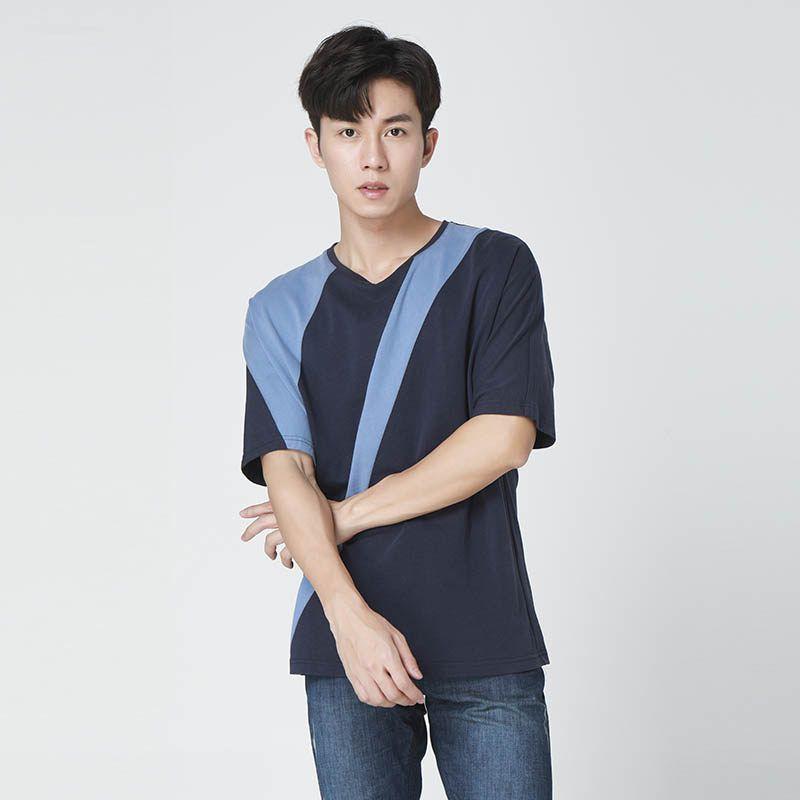 Menseye Cotton Color-Matching Mid-Sleeve Trendy Men's T-shirt