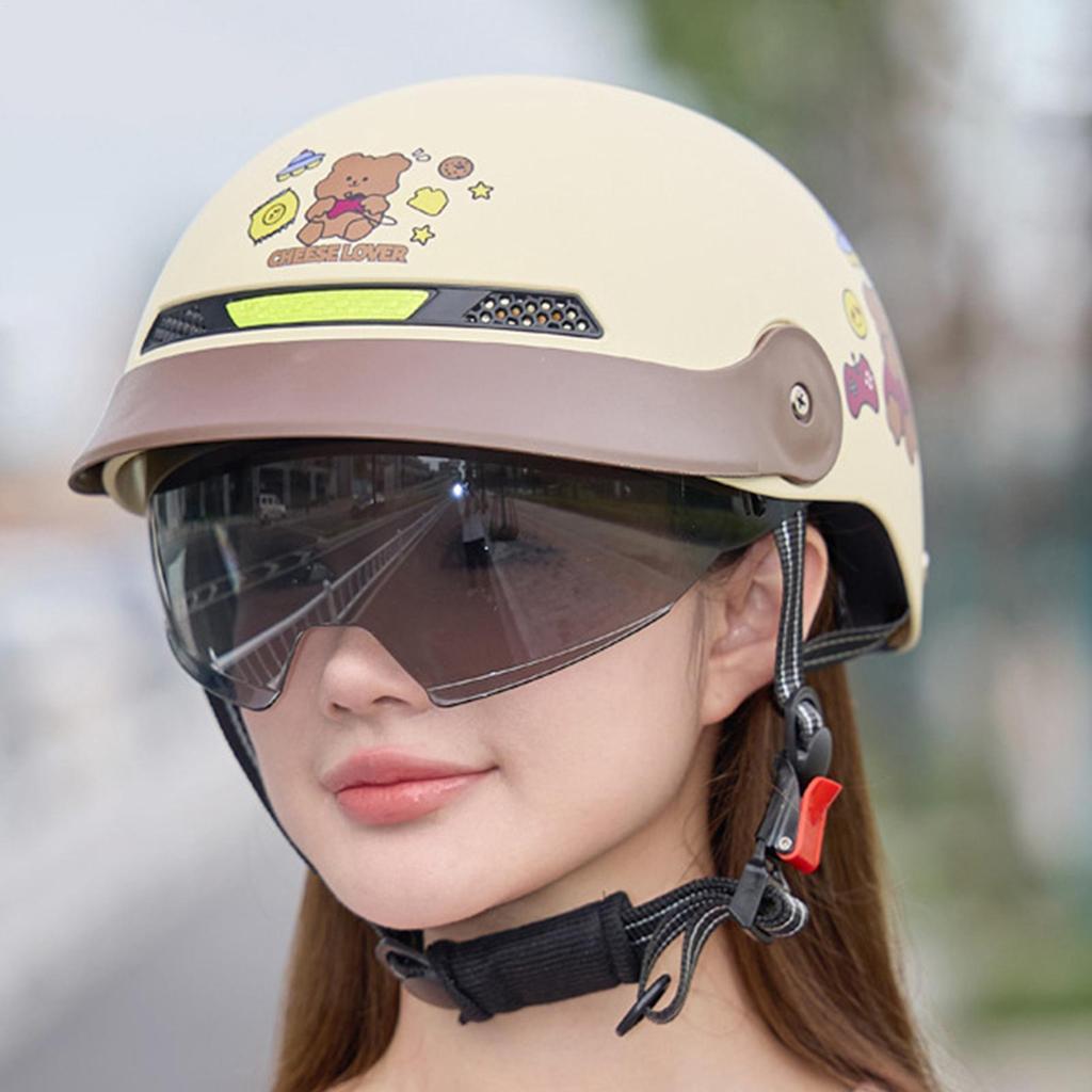 Open Face Motorcycle Helmet Scooter Helmet With Sun Visor Protective Head Gear Quick Released For Cycling Skateboard ATV