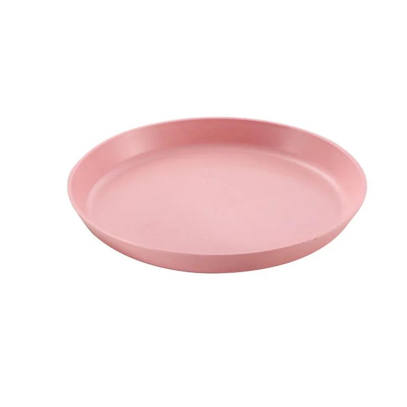 

Round Plastic Tray Wheat Straw Loaf Pan Eco-friendly Breakfast Bread Plate Fruit Snack Round Storage Tray Home Kitchen Supplies