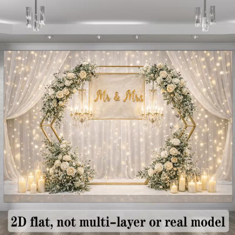 

2D Flat Mr & Mrs Wedding Backdrop for Romantic Ceremony Photoshoot 47.2x31.5inch/120*80cm