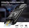 Case For iPhone 17 16 15 14 Pro Max 16 Plus Magnetic Rotated Ring Kickstand Heavy Duty Drop Protection Wallet Cover Funda Capa