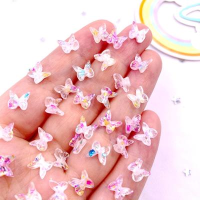 50 Stück Kunstharz, Bonbonfarben, bunte Schmetterlinge, Kristall-Edelsteine, flache Rückseite, Strass-Applikationen, DIY, Hochzeit, Sammelalbum für Nägel, Kunsthandwerk