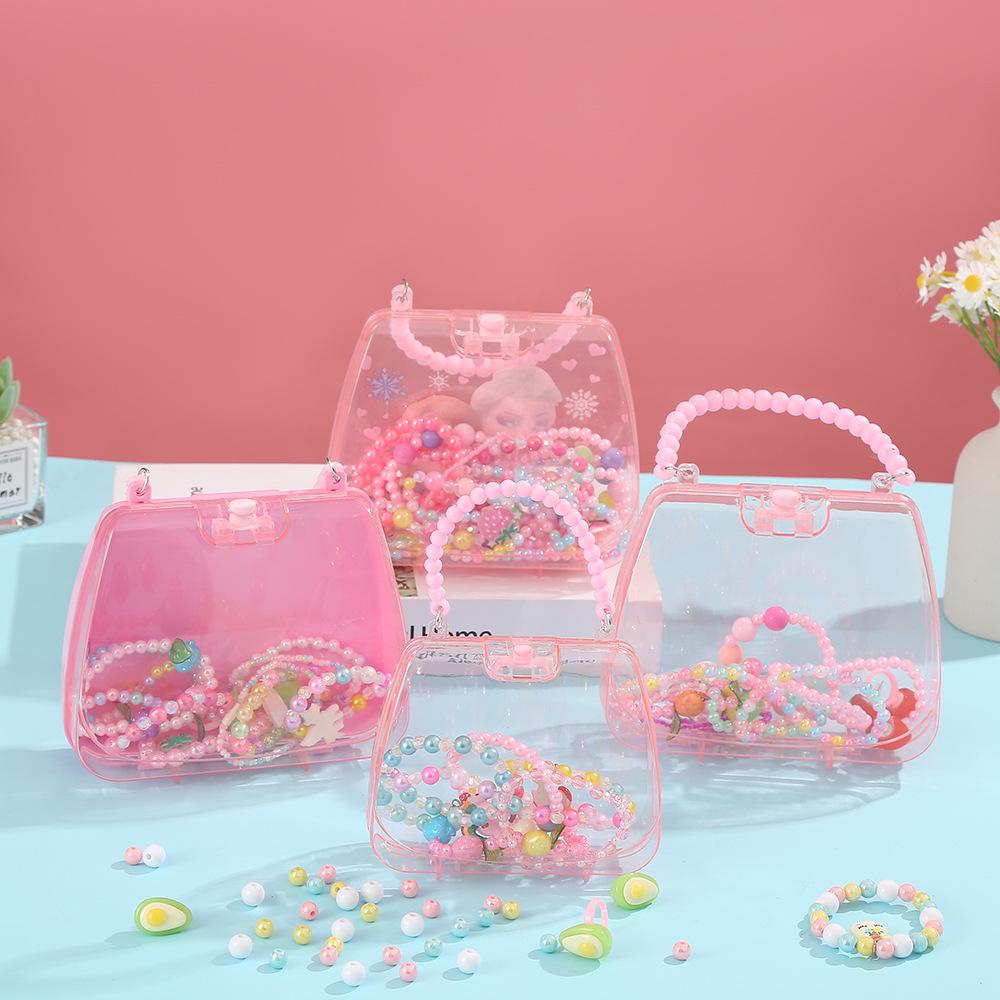 Kids' Transparent Handheld Storage Box: Creative Hair Accessories & DIY Makeup Organizer