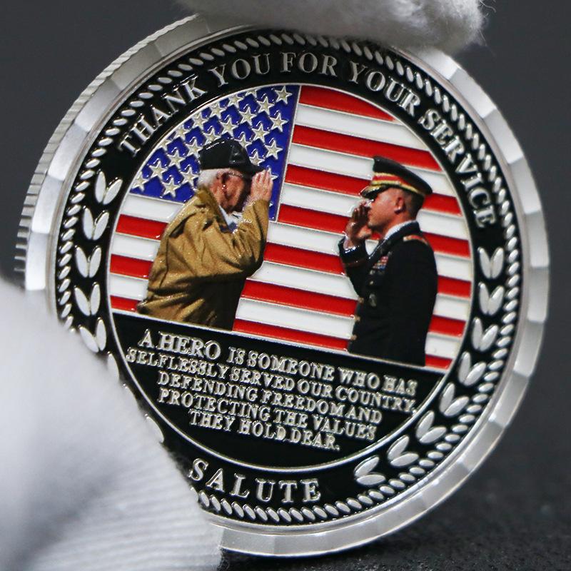 Amerikansk Vietnamveteranmedalj, minnesmynt, guldpläterad och silverpläterad, mynt, julklapp, julklappsstrumpa