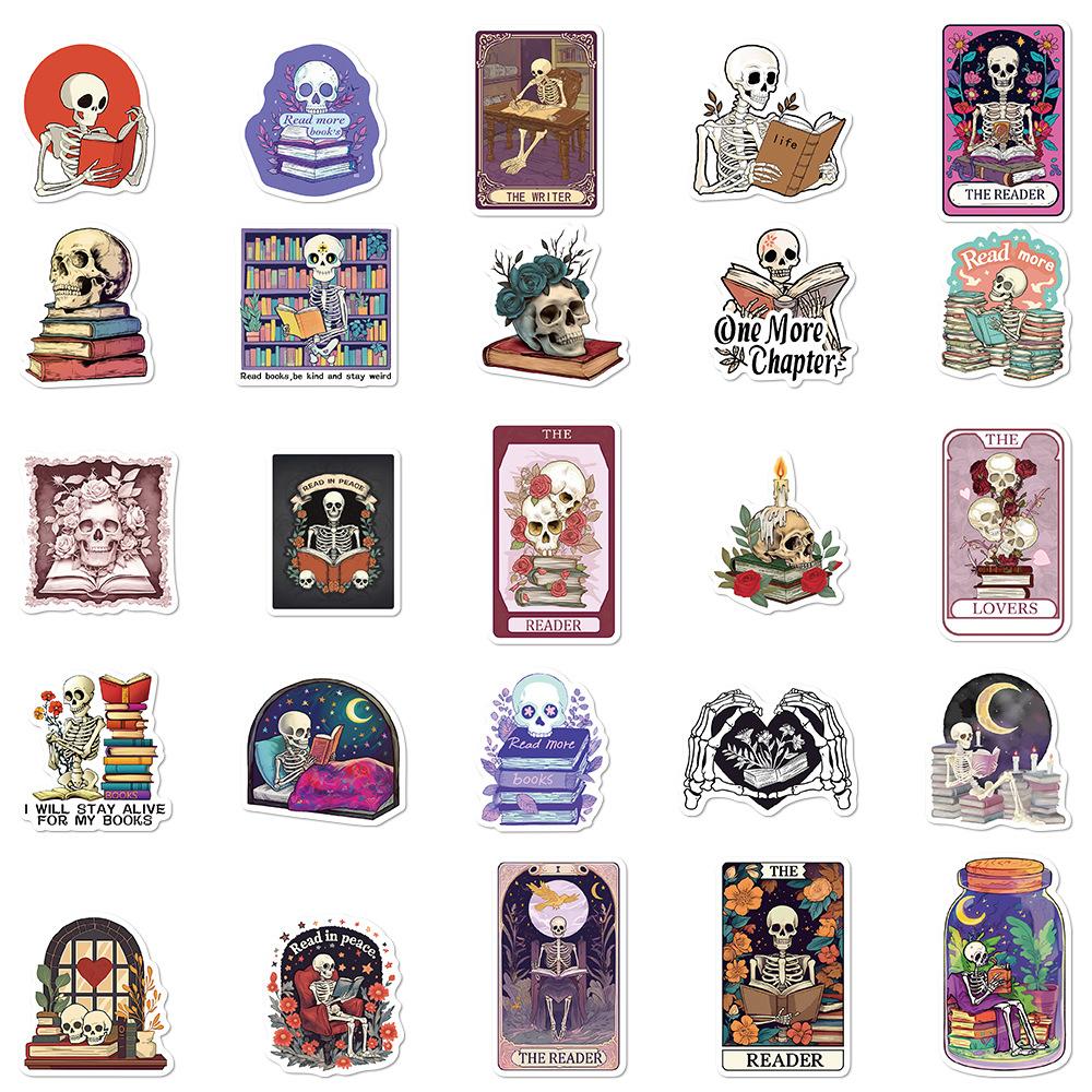 10/30/50pcs Dark Romance Skull Bookish Stickers Aesthetic Death Reading Decals DIY Luggage Laptop Waterproof Graffiti Sticker