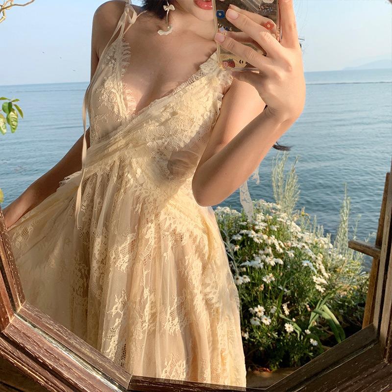 Neck Lace Suspender Dress Sexy Backless Pure Desire New Beach Vacation Dress