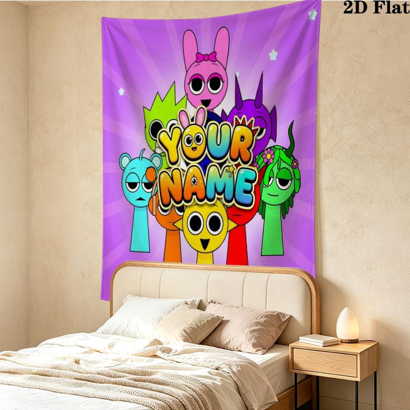 Alien Parade Custom Name Wall Tapestry Aesthetic Wall Hanging Printed Fabric Blanket Decorative Tapestries For Bedroom Room Home Decor
