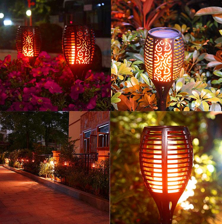Solar Outdoor Waterproof 12 Led Torch Light Flame Lamp Flickering Flame Lights for Garden