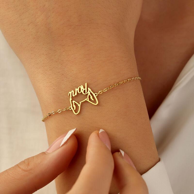 Custom Pet Name Bracelet with Hollow Cat & Dog Ears - Stainless Steel Titanium Jewelry