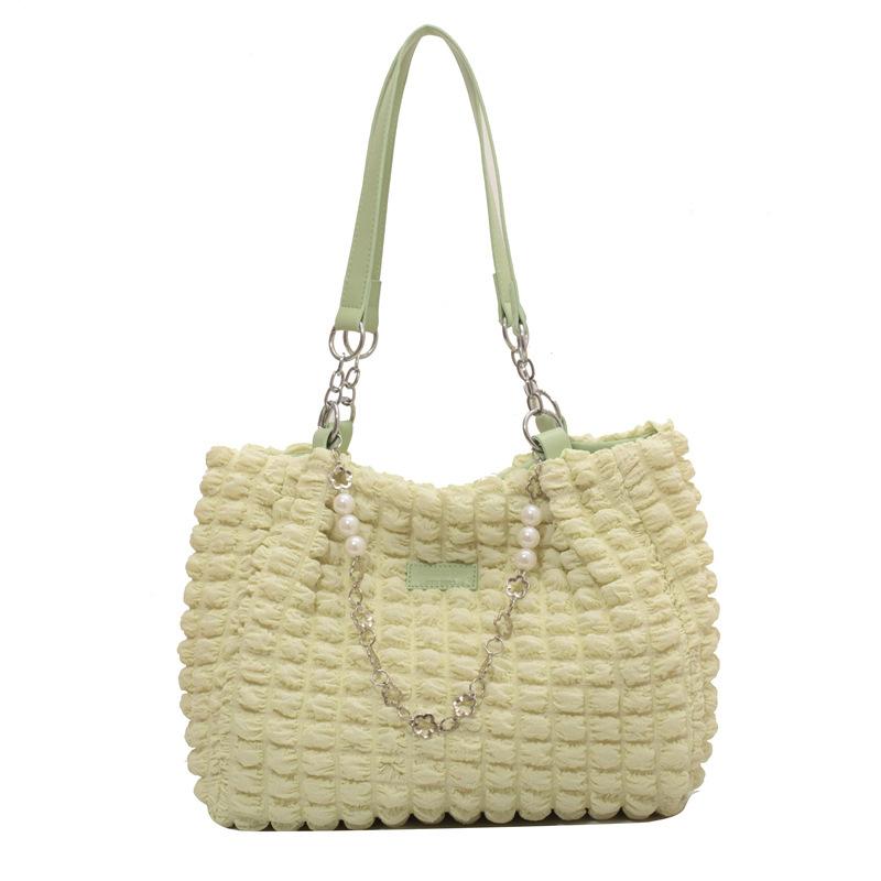 Large Capacity Bag Women's Spring and Summer New Commuter Shoulder Bag Popular Fashion Bubble Pleated Tote Bag