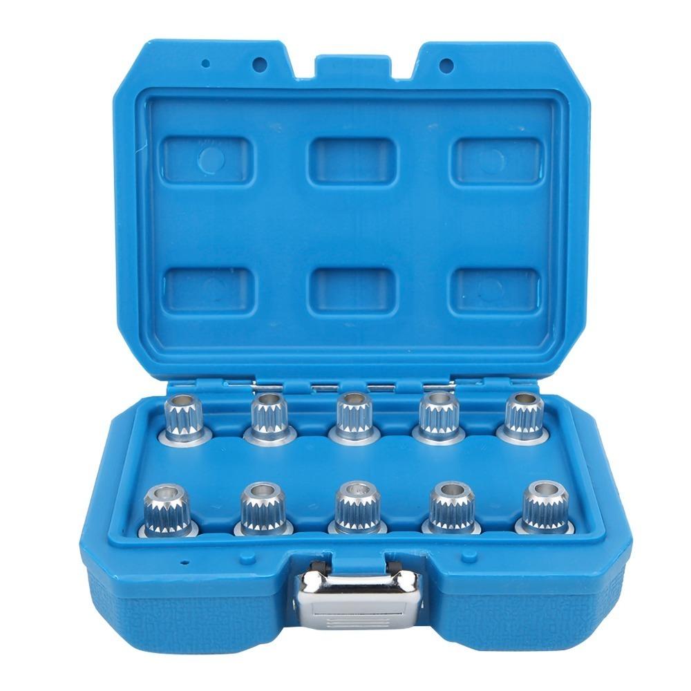 10PCS 1/2 Square Drive Wheel Locking Lug Nut Key Set Tire Replacement Maintenance Service синий