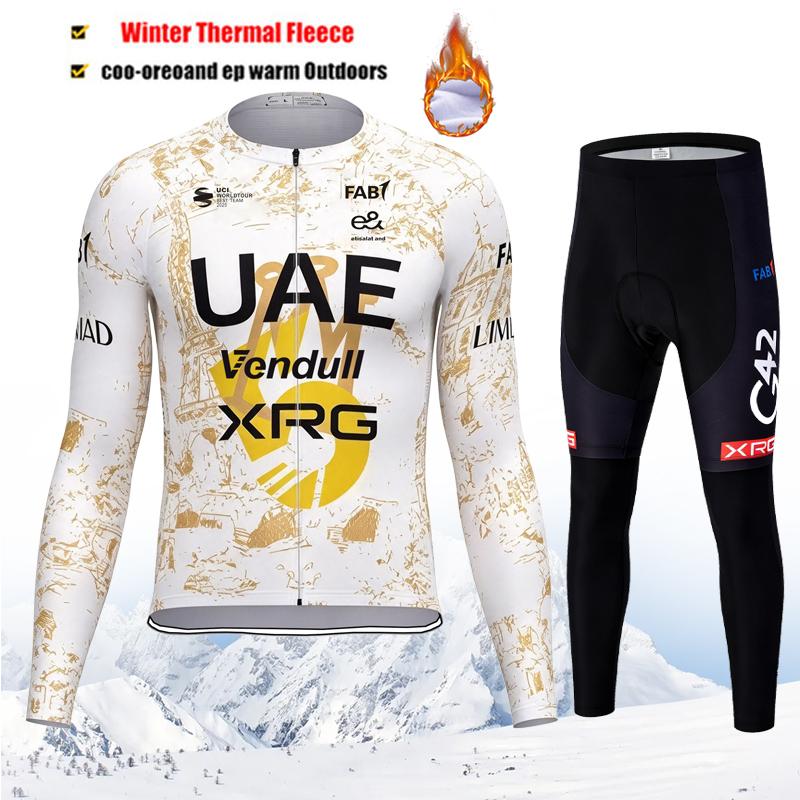 2027 UAE Team Winter Thermal Fleece Cycling Jersey Set Long Sleeve Bicycle Clothing MTB Bike Wear Maillot Ropa Ciclismo Cycling