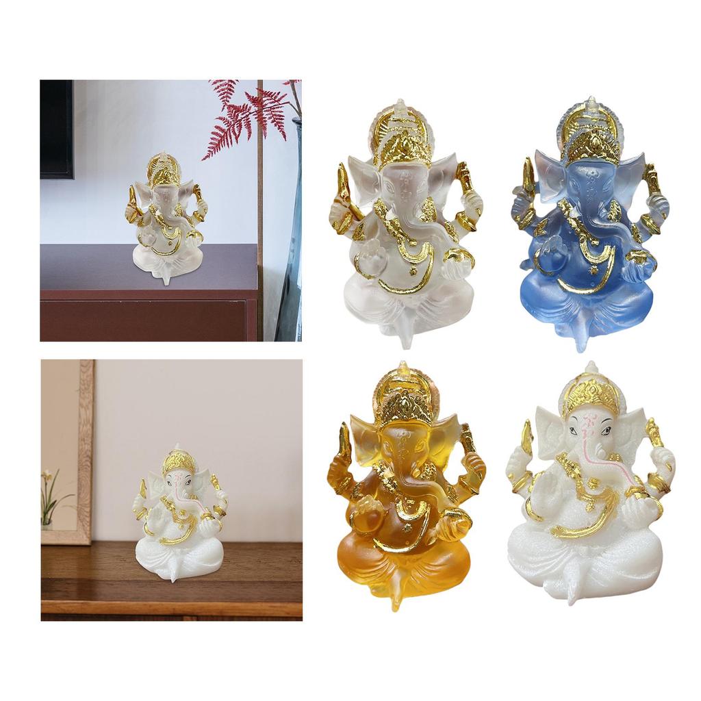Ganesha Sitting Buddha Statue Sculpture Decorative Stylish Elegant Carving Figurine Tabletop Decoration for Housewarming Gift