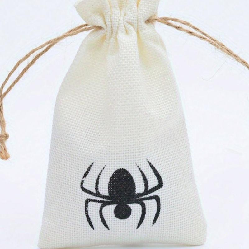 4 PCS Halloween Pumpkin Burlap Bags with Drawstring,Treat Bags Linen Goody Bags Candy Pouches  Halloween Party Favors Small Bags