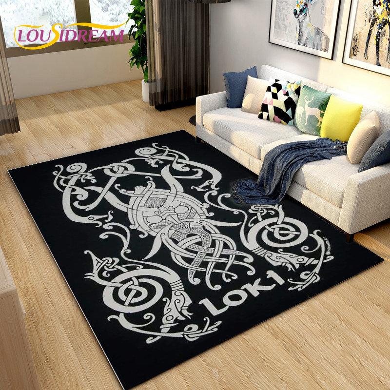 Vikings Nordic Mythology Odin Area Rug,Carpet Rug for Living Room Bedroom Sofa Doormat Decoration,Kids Play Non-slip Floor Mat