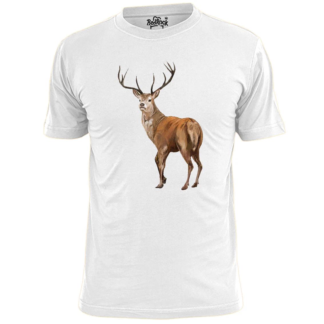 Mens Hand Drawn Deer T shirt Stag Elk Wildlife S
