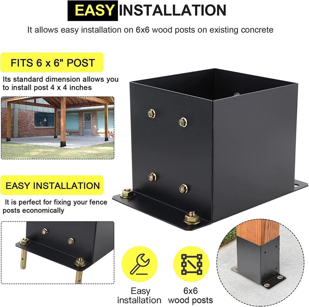 Heavy Duty Steel Fence and Deck Post Bracket Base