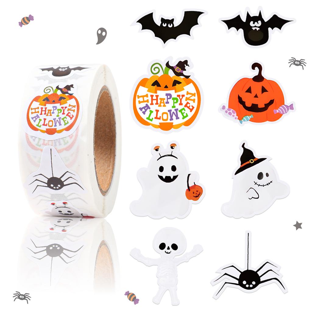Halloween Pumpkin Ghost Stickers Happy Halloween Party Decor Kids Boys Girls Trick or Treat Boo Gift Stickers Party Supplies