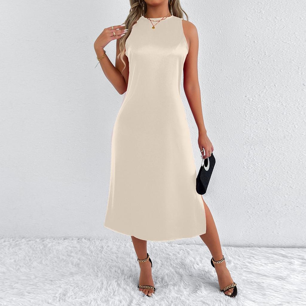 Damska Letnia Sukienka Codzienna Warstwowa Bez Rękawów Sukienki Letnie Stroje na Wakacje na Plaży