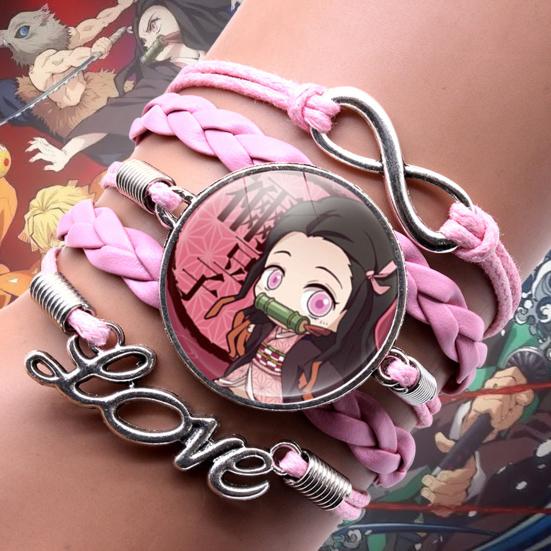 Yousheng Unisex Bracelet Demon Slayer Multilayer Jewelry Cartoon Braided Bracelet for Fans