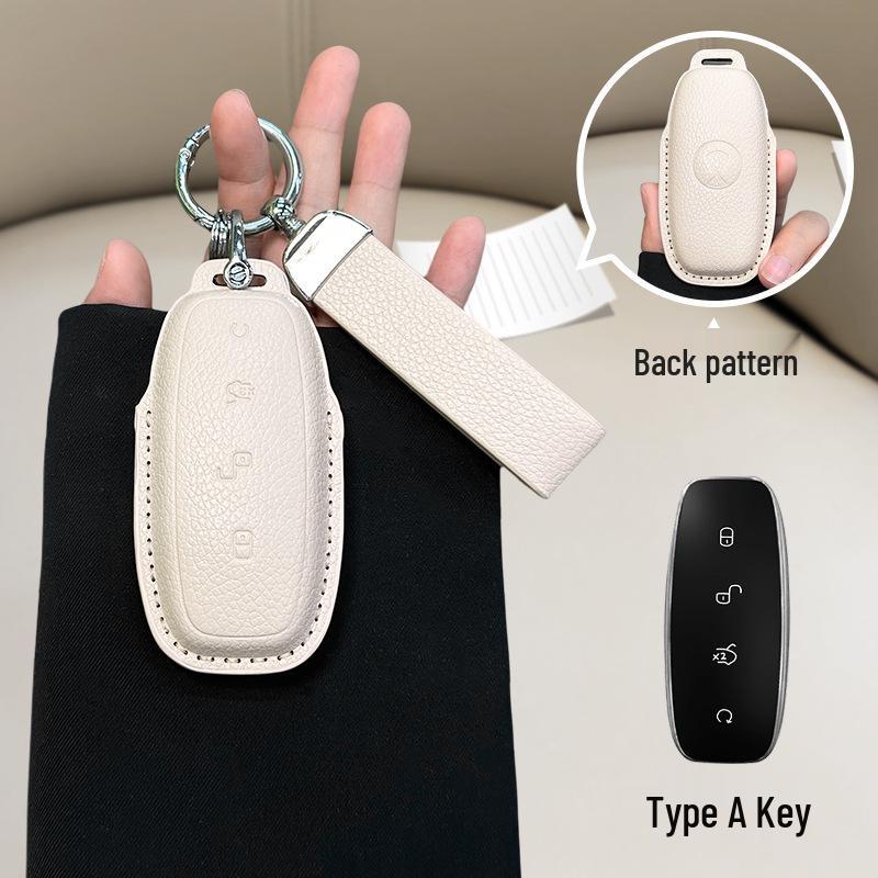 French Style Leather Key Case for BYD D9/N7/N8 - Full Coverage Remote Control Protective Shell