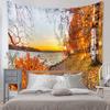 Herbstgelbe Wald Bachlandschaft Wandteppich Ahorn Bäume Blätter Wandbehang Hippie Tapiz Dekor Wandteppiche Teppiche
