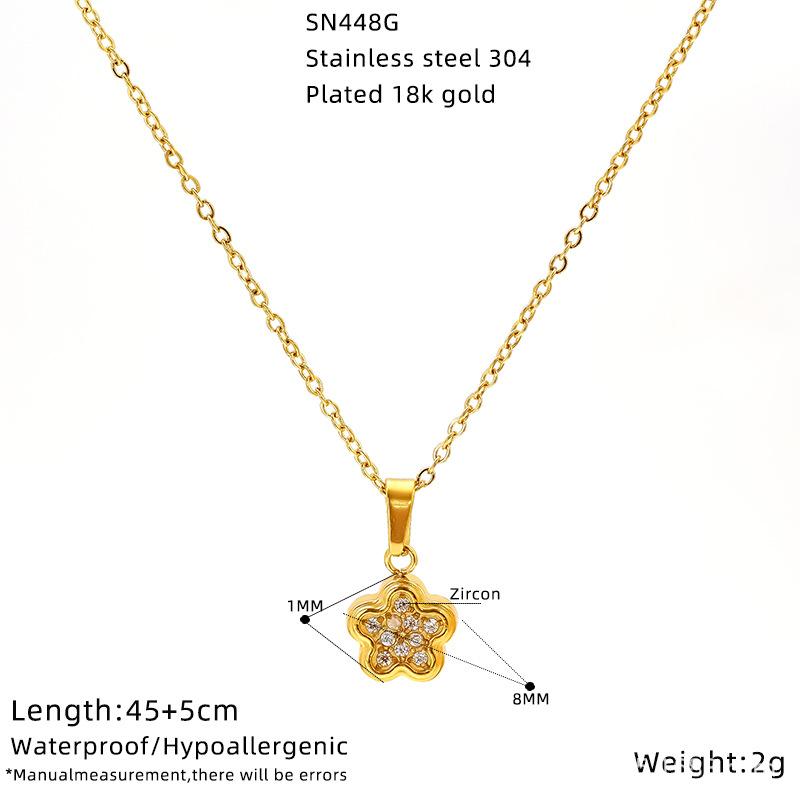 Premium Titanium Steel Necklace Female Simple Pentagram Geometric Diamond Clavicle Chain