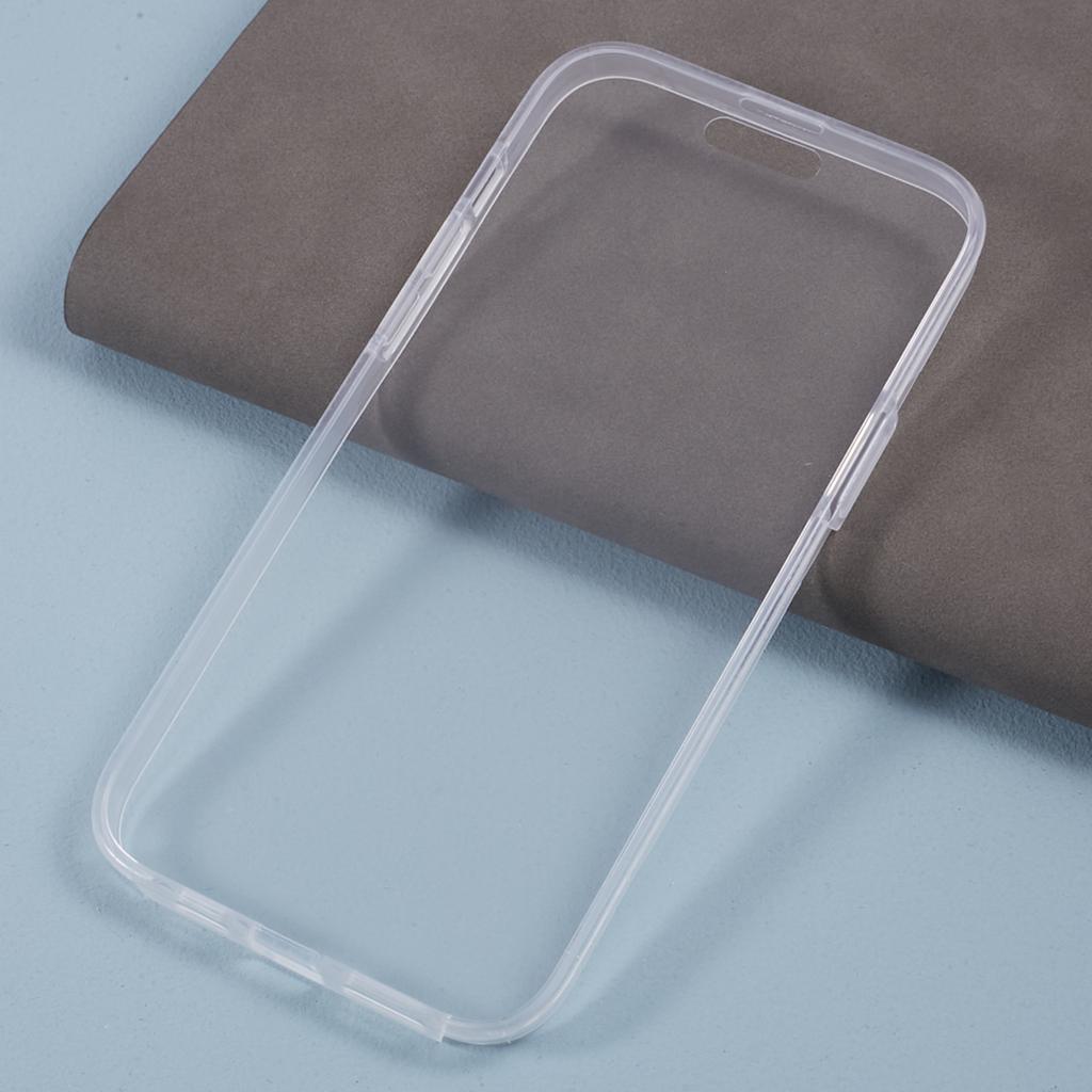For iPhone 15 Plus Phone Case TPU Frame+Acrylic Back+PET Screen Protector Cover