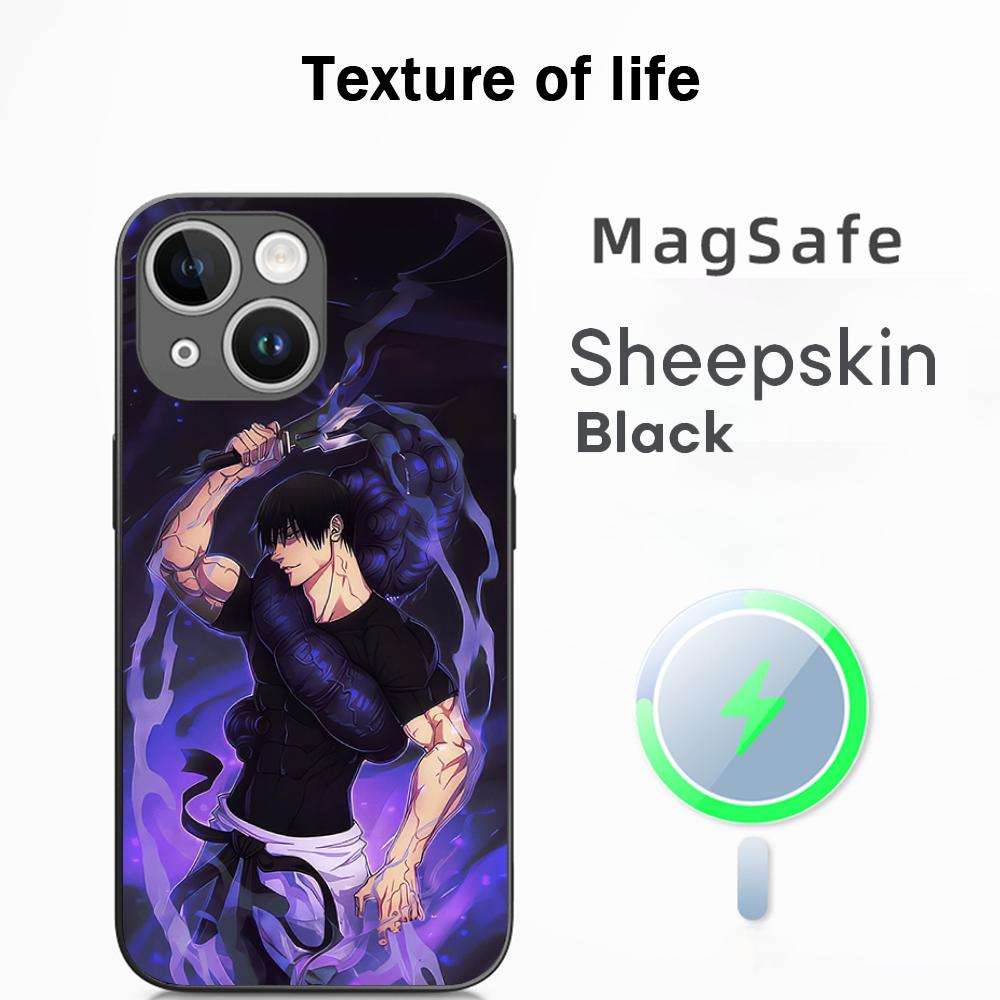 Custodia per Telefono Super Cool Toji Fushiguro Classico Anime Per iPhone 17 16 15 14 13 12 Plus Pro Max Lusso di Alta Gamma Magsafe Pelle di Pecora