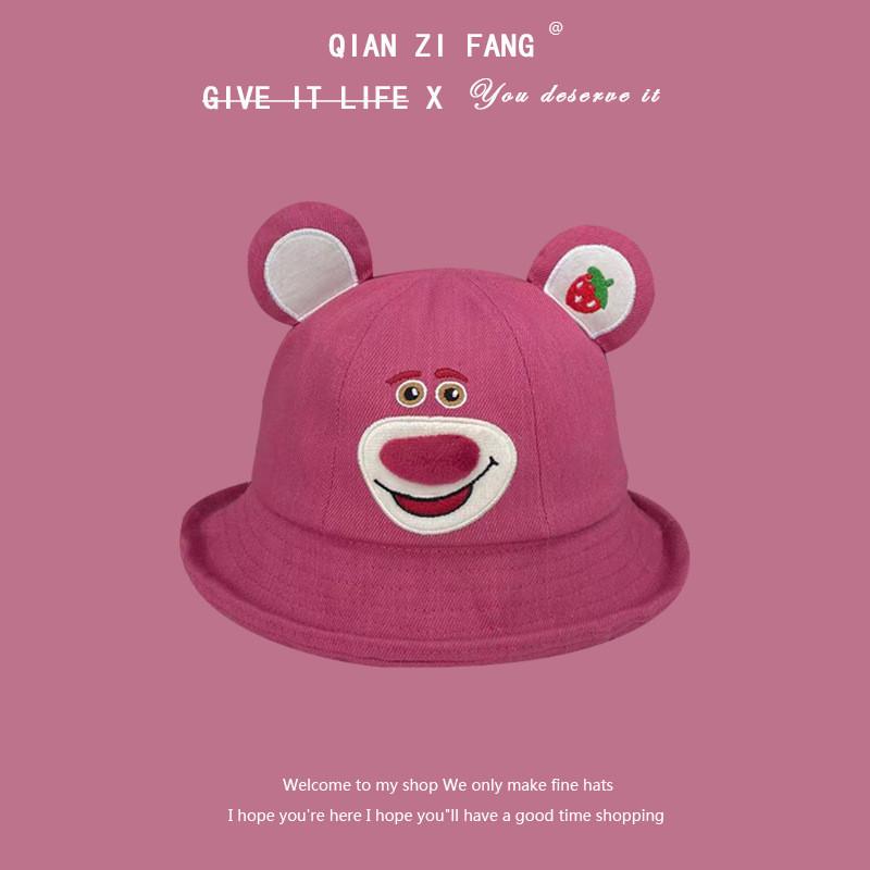 

And Practical Adorable Strawberry Bear Bucket Hat Womens Sunshade Breathable Cotton Summer Hat розы красного