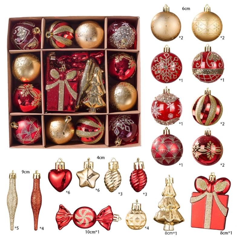 Holiday Ornament Assortment PVC Hanging Tree Trim for Christmas Indoor Display and Seasonal Room Styling for Tree Use