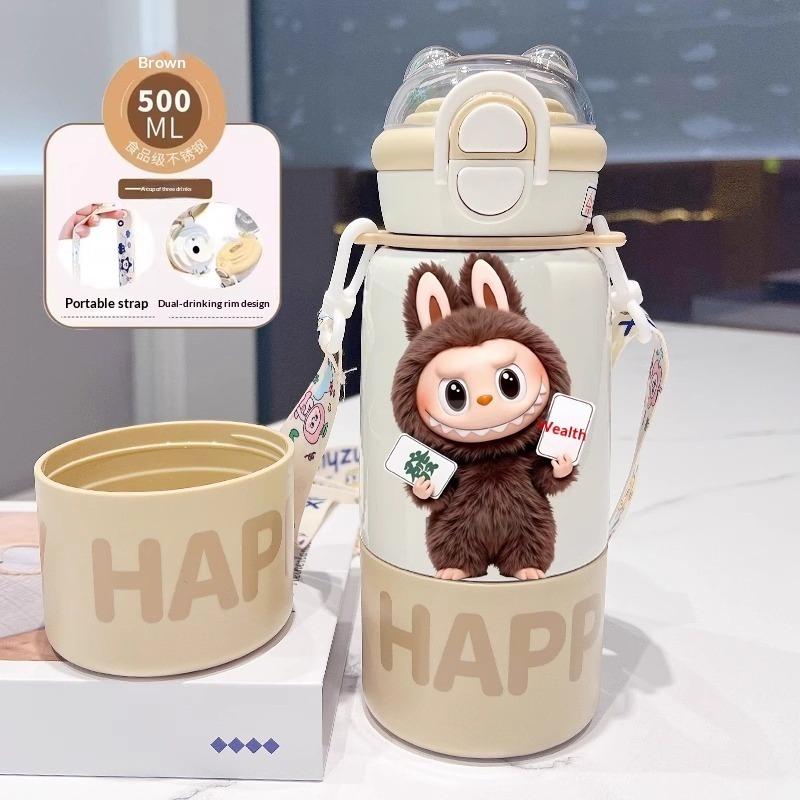 

Thermos Cup Children s Double Cup Lid Water Cup Student Use School Convenient Thermal Insulation Pot Default item