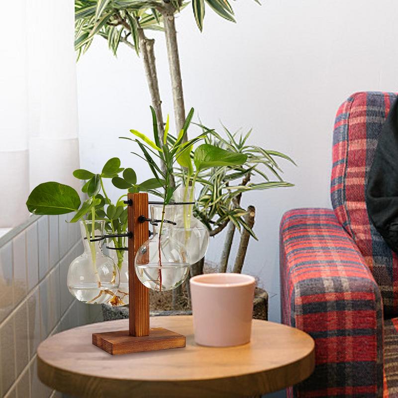 Terrarium mit Ständer Terrarium Pflanzgefäß Glaskolbenvase für den Schreibtisch Moderner Pflanzenvermehrungsständer für