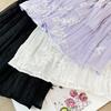 French Romantic Embroidered Floral A-Line Maxi Skirt
