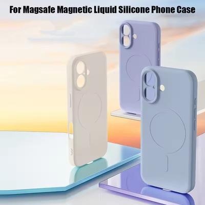 Pre Magsafe magnetické bezdrôtové nabíjanie, nárazuvzdorné mäkké puzdro na telefón z tekutého silikónu pre iPhone 17Air 16E 15 14 13 12 Mini 11 Pro Max Plus Xr X 7/8