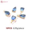 10PCS 4x6MM High Quality Champagne Gold Color Brass and Glass Drop Shape Charms Pendants Jewelry Earrings Findings Accessories